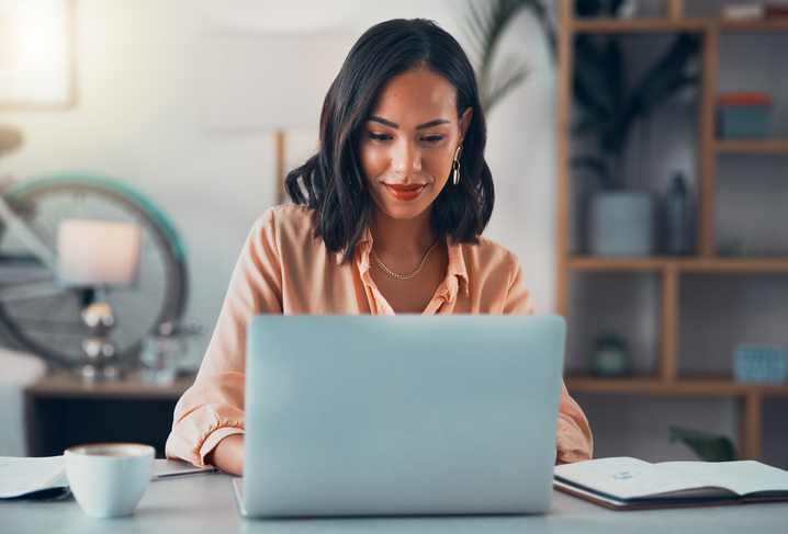 An entrepreneur reviewing her business plan.