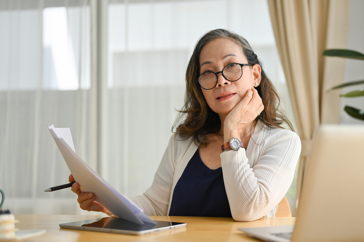 A taxpayer reviewing her tax plan.